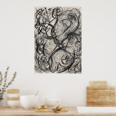 De Geknoopte Gebeds-Kunst van Shadow Lines Wandsch Poster (Keuken)