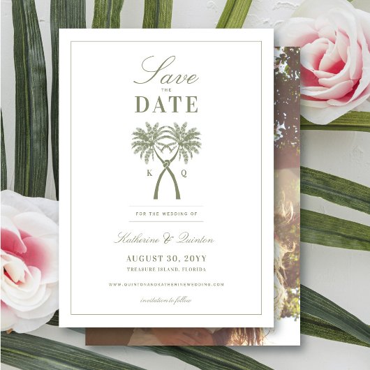 De geknoteerde palm Trees tropical Wedding Save th Kaart