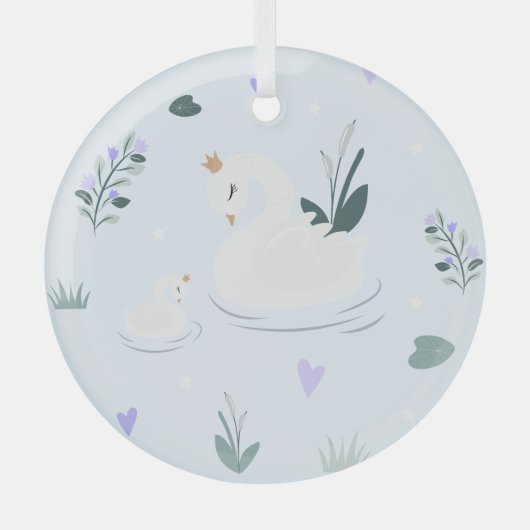 De Gekroonde Zwaan Glas Ornament (Voorkant)