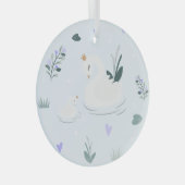 De Gekroonde Zwaan Glas Ornament (Voorkant Rechts)
