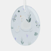 De Gekroonde Zwaan Glas Ornament (Voorkant links)