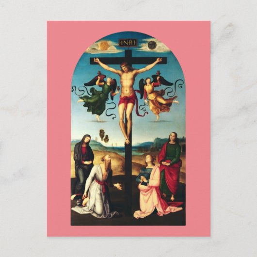 De gekruisigde Christus met de Maagd Maria Briefkaart (Voorkant)