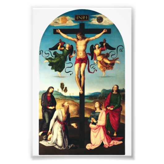 De gekruisigde Christus met de Maagd Maria Foto Afdruk (Voorkant)