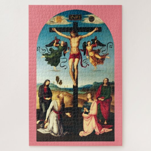 De gekruisigde Christus met de Maagd Maria Legpuzzel (Verticaal)