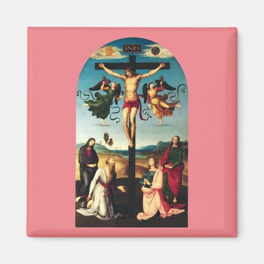 De gekruisigde Christus met de Maagd Maria Magneet (Voorkant)