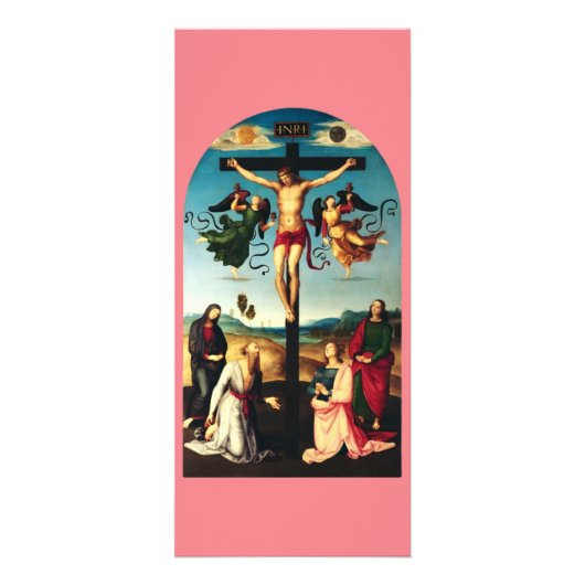 De gekruisigde Christus met de Maagd Maria Reclamekaart (Voorkant)