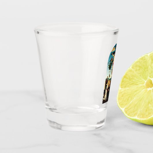 De gekruisigde Christus met de Maagd Maria Shot Glas (Links)