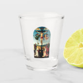 De gekruisigde Christus met de Maagd Maria Shot Glas (Voorkant)