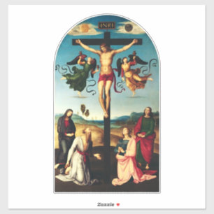 De gekruisigde Christus met de Maagd Maria Sticker