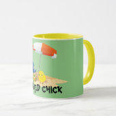 De gekruiste Chick-Beach Scene, Mok (Voorkant rechts)