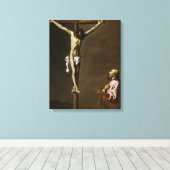 De gekruiste Christus met een schilder Canvas Afdruk (Insitu (Houten vloer))