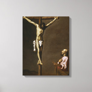 De gekruiste Christus met een schilder Canvas Afdruk
