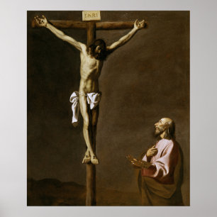 De gekruiste Christus met een schilder Poster