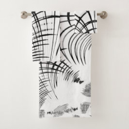 De gekruiste grijze lijnen herinneren ons aan teke bad handdoek