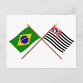 De gekruiste vlaggen van Brazilië en São Paulo Briefkaart (Voorkant)