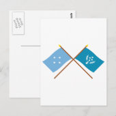 De gekruiste vlaggen van Micronesia en Kosrae Briefkaart (Voorkant / Achterkant)