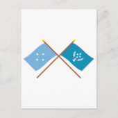 De gekruiste vlaggen van Micronesia en Kosrae Briefkaart (Voorkant)