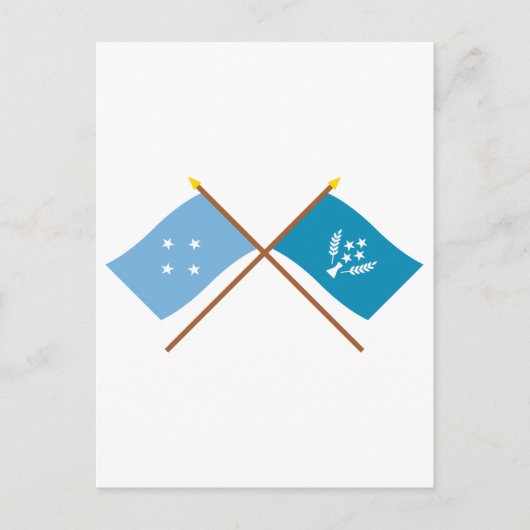 De gekruiste vlaggen van Micronesia en Kosrae Briefkaart (Voorkant)