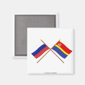 De gekruiste vlaggen van Rusland en de oblast Kali Magneet (Voorkant / Achterkant)