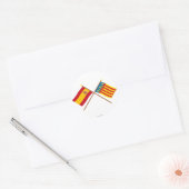 De gekruiste vlaggen van Spanje en Valencia Ronde Sticker (Envelop)