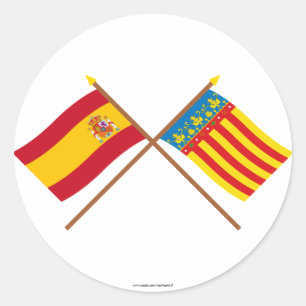 De gekruiste vlaggen van Spanje en Valencia Ronde Sticker
