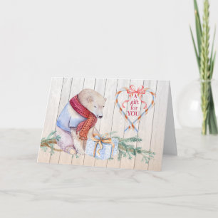 De geld Ingesloten Ijsbeer van Kerstmis met de Feestdagen Kaart