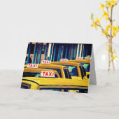 De gele Cabines van de Taxi Om het even welk Leeg Kaart (Gele Bloem)