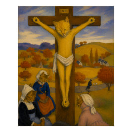 De Gele Christuskatten – Gauguin-geïnspireerde kat Perfect Poster