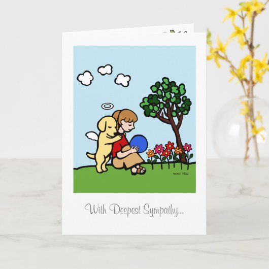 De gele Engel van Labrador met Liefde Kaart (Gele Bloem)