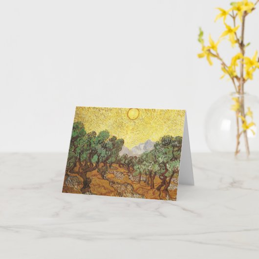 De Gele Hemel van olijfbomen & Sun Van Gogh Fine Kaart (Gele Bloem)