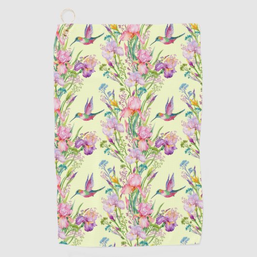 De Gele Hummingbird Garden Golf Towel Golfhanddoek (Voorkant)