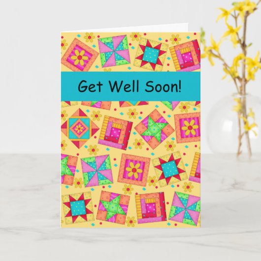 De gele Kunst van het Blok van het Dekbed van het Kaart (Gele Bloem)