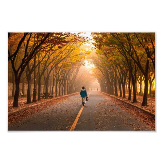 De gele lijn lopen foto afdruk (Voorkant)