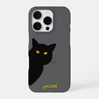 De gele ogen zwarte kat begroeting aangepast iPhone 16 pro hoesje