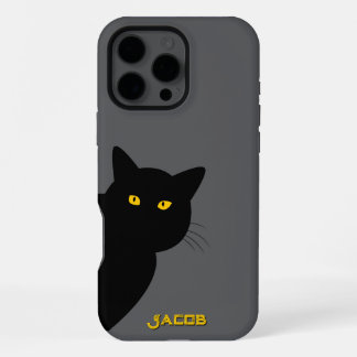 De gele ogen zwarte kat begroeting jou aangepast iPhone 16 pro max hoesje
