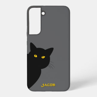 De gele ogen zwarte kat begroeting jou aangepast samsung galaxy hoesje