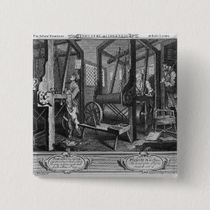 De Gele Prentijnen in hun Looms Vierkante Button 5,1 Cm