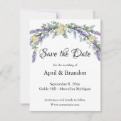 De gele Roos van de lavender en Eucalyptus sparen  Save The Date (Voorkant)