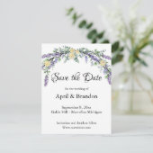 De gele Roos van de lavender en Eucalyptus sparen  Save The Date (Staand voorkant)