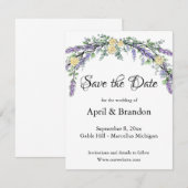 De gele Roos van de lavender en Eucalyptus sparen  Save The Date (Voorkant / Achterkant)
