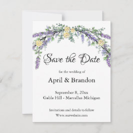 De gele Roos van de lavender en Eucalyptus sparen  Save The Date