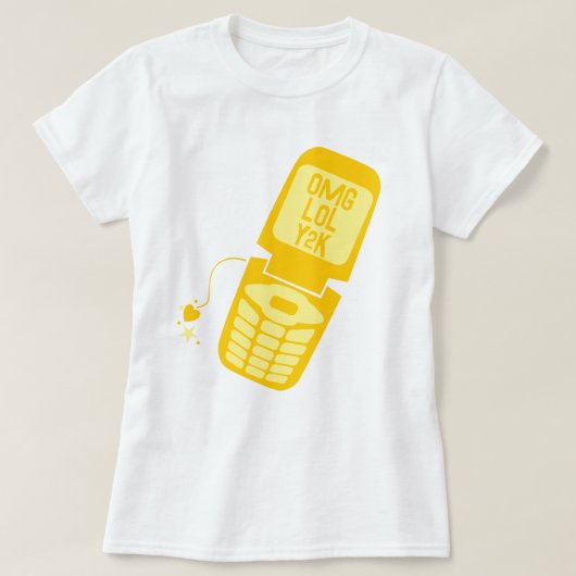 De Gele Telefoon T-Shirt van de Tik van de Retro (Design voorkant)