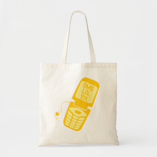 De Gele Telefoon T-Shirt van de Tik van de Retro Tote Bag (Voorkant)