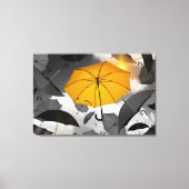 De Gele Umbrella onder Gray Umbrella's Canvas Afdruk (Voorkant)