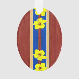 De gele Valse Houten Surfplank van de Hibiscus Ornament