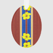 De gele Valse Houten Surfplank van de Hibiscus Ornament (achterkant)