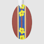 De gele Valse Houten Surfplank van de Hibiscus Ornament (voorkant)