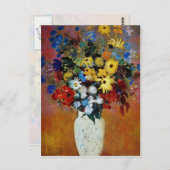 de gele Vase van Bloemen, de bloemen van de Odilon Briefkaart (Voorkant / Achterkant)
