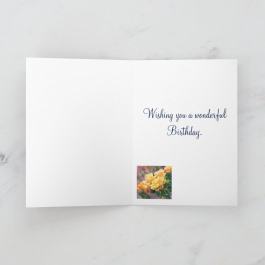 De gele Verjaardag van Rozen Kaart (Binnen)