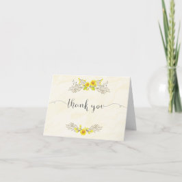De gele Waterverf van Bloemen dankt u kaardt Bedankkaart